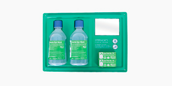 Compact and essential safety unit for immediate eye rinsing in case of chemical or dust exposure.